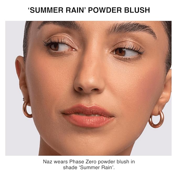 Makeup Powder Blush for cheeks | "Summer Rain" | 4g / 0.141oz | Cruelty-Free, Vegan, Clean Beauty | Buildable & Blendable for Natural, Healthy Glow | Coral, Peach & Golden Hues-Velvo Beauty