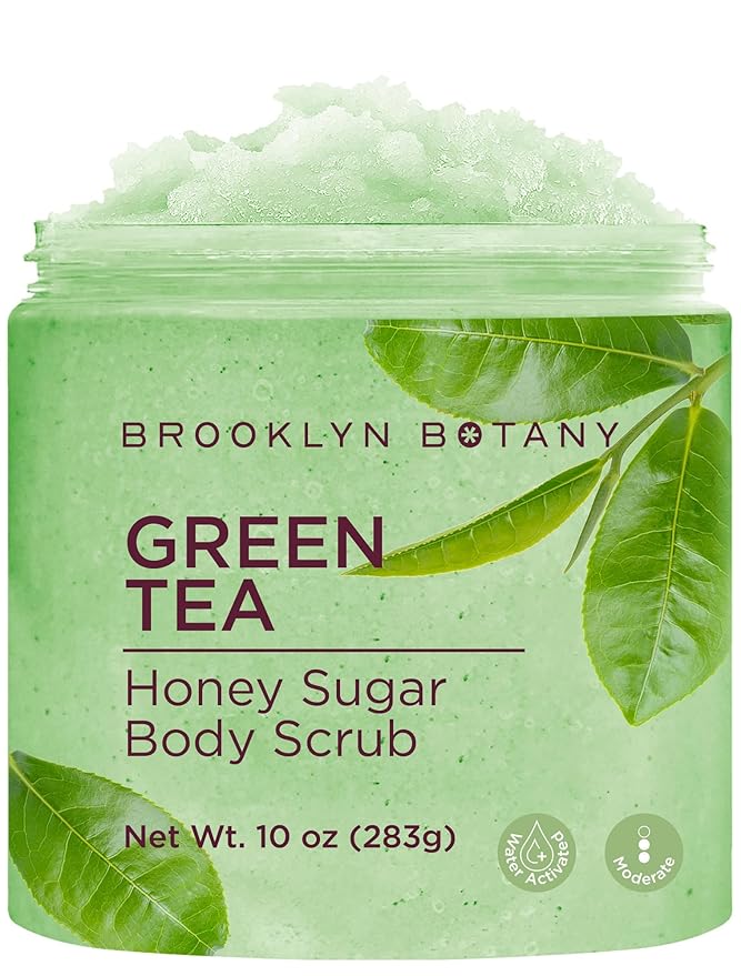 Brooklyn Botany Green Tea Honey Sugar Scrub for Body 10 oz – Deeply Hydrating and Gently Exfoliating Body Scrub for Women and Men – Moisturizing and Nourishing the Skin-Velvo Beauty