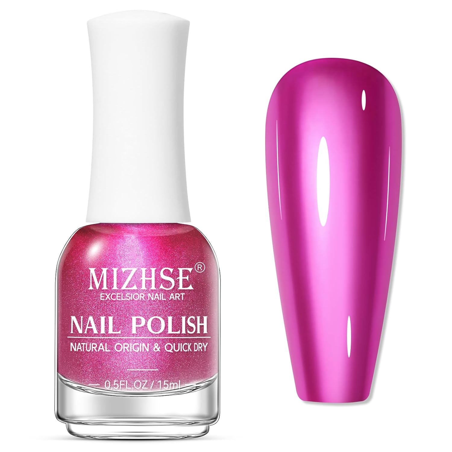 MIZHSE Rose Red Mirror Nail Polish, Quick Dry Metallic Nail Polish, Air Dry Fast Chrome Nail Lacquer Bright Color Oil-based Nail Art Manicure DIY Home-Velvo Beauty