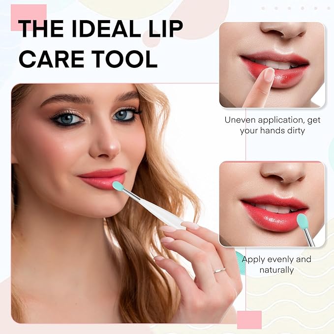 Unaone Lip Scrub Brush - 3 PCS Dual-ended Lip Scrubber Exfoliator and Silicone Lip Brush, 3-in-1 Silicone Lip Scrub Tool Lip Mask Applicator, Gentle Exfoliator & Applicator for Soft-Velvo Beauty