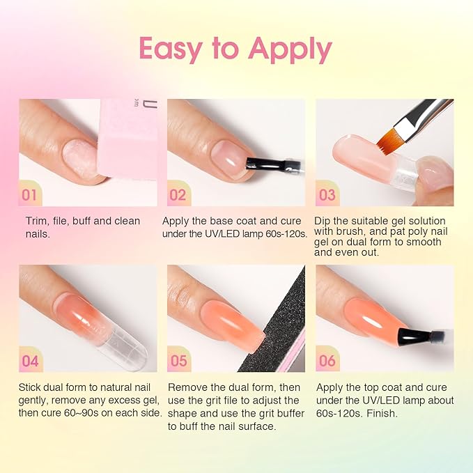 ROSALIND Poly Nail Gel Kit -14 Colors Nail Art Accessories kit Clear Nude Nail Extension Gel Starter with Slip Solution White Nude Pink Nail Extensions Gels Set with Mini UV Lamp-Velvo Beauty
