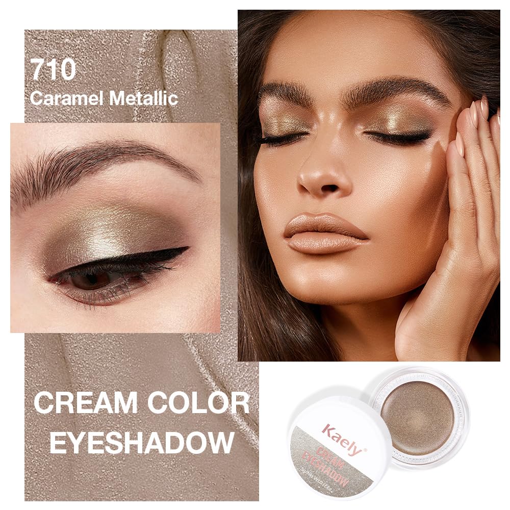Cream Glitter Caramel Shimmer Metallic Eyeshadow Palette Makeup, Natural Single Mini Instant Holographic Eyeshadow For Women, Sombras Crema Para Ojos, Talc, Paraben & Cruelty Free, 710-Velvo Beauty