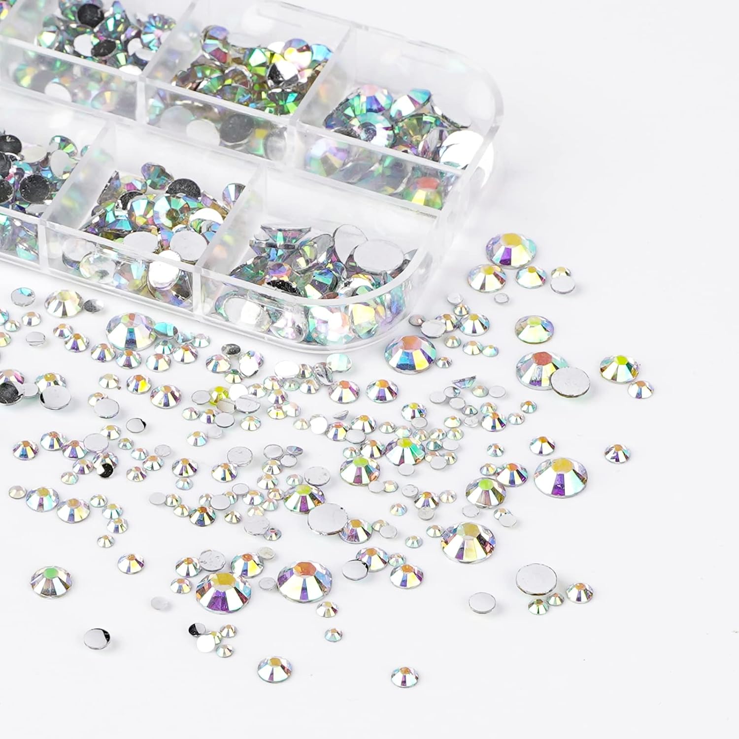 Canvalite 2784Pcs Flat Back Gems, Rhinestones with 5Pcs Jewelry Glues, Pick Up Tweezers and Rhinestones Picker Dotting Pen, Nail Art Tools for Nails, Clothes, Face, Craft-Velvo Beauty