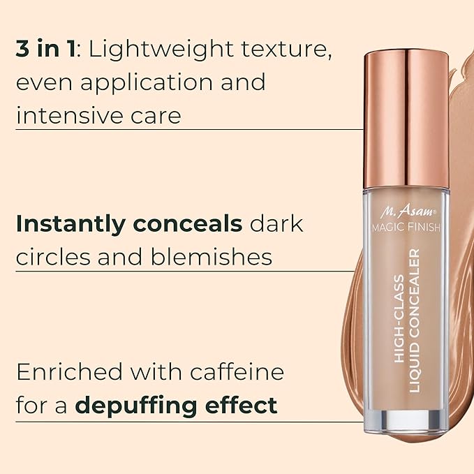 M. Asam MAGIC FINISH HIGHCLASS LIQUID CONCEALER Beige (0.13 fl oz) - 4-in-1 Concealer With Mimic-Lift complex & High Coverage For Dark Circles & Blemishes, Vegan Make Up With Illuminating Pigments-Velvo Beauty