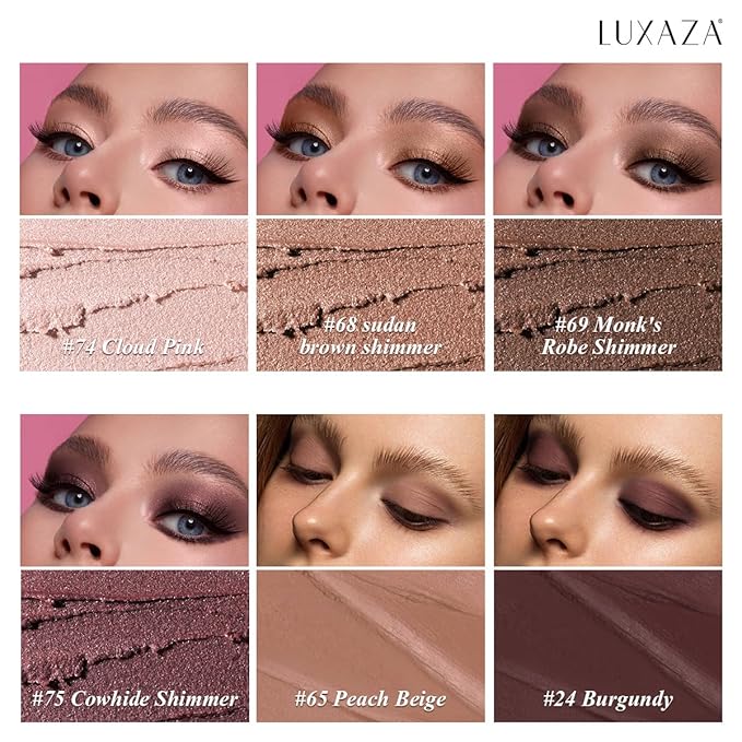 6PCS Cream Eyeshadow Stick Makeup Sets, Metallic And Matte Shimmer Eye Shadow Eye Brightener Stick Pencil Crayon, A05-Wine Red-Velvo Beauty