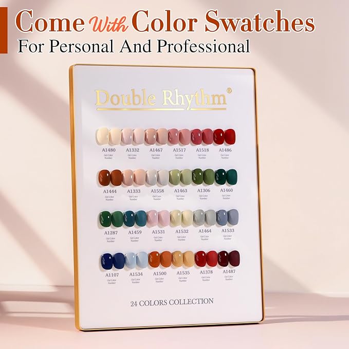 Double Rhythm 28Pcs 0.5Oz Gel Nail Polish Set Same Color Same Bottle Soak Off Gel Polish Kit Nail Art Manicure Salon DIY at Home for Women (Burgundy Green Collection-T24-1)-Velvo Beauty