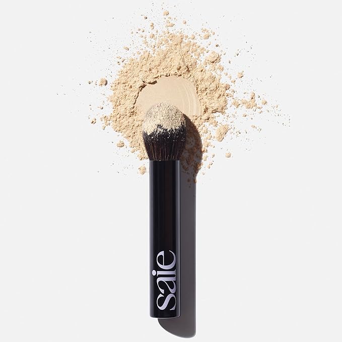 Saie The Fluffy Brush - Soft, Multi-Use Pressed + Loose Powder Brush - Fluffy Makeup Brush with Tapered Tip for Precise Application - Vegan, Cruelty-Free (1 Count)-Velvo Beauty