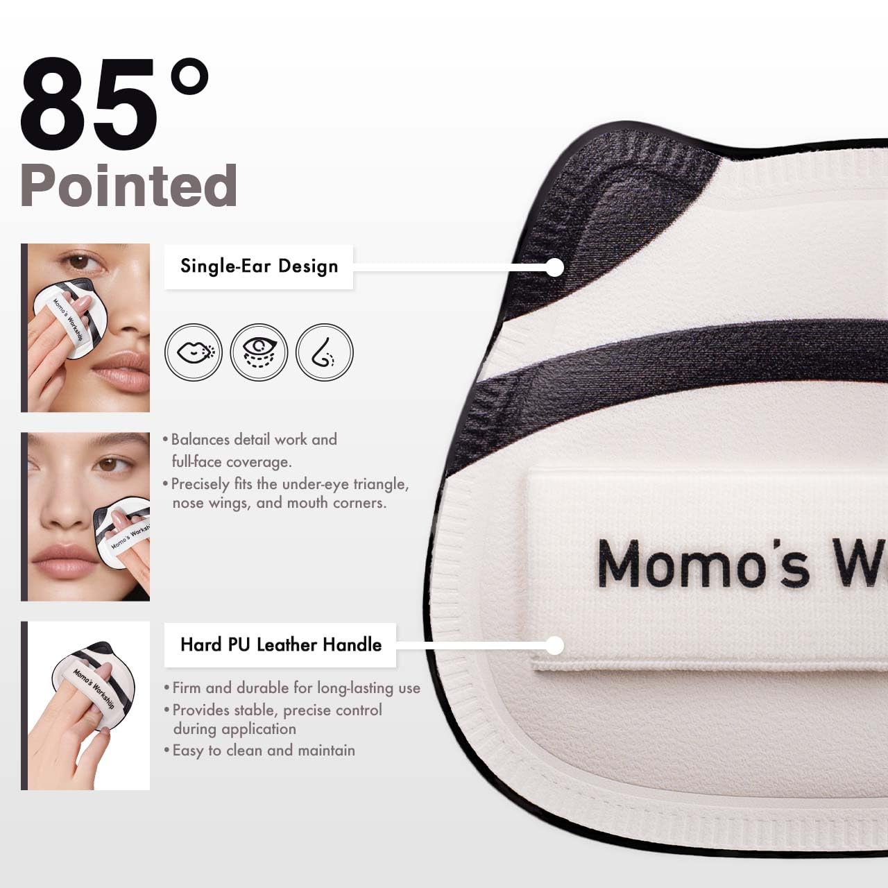 Panda Air Marshmallow Puff,Makeup Sponge,Rubycell Material,Pointed Tip for Concealer + Flat Side for Foundation, Longwear Makeup, Travel Friendly & Reusable,2pcs Puffs & Storage Case-Velvo Beauty