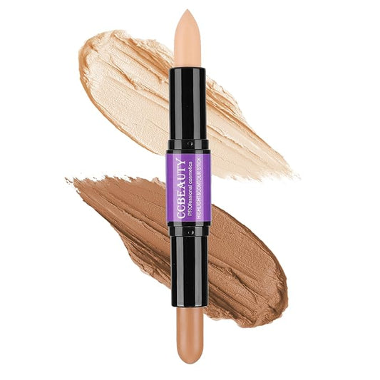CCbeauty 2-IN-1 Matte Contour Stick Makeup,Cream Dual Highlighter Bronzer Stick, Highlighting & Contouring Kit, Highlight Concealer Sticks for Face Shaping, Long Lasting & Waterproof-Velvo Beauty