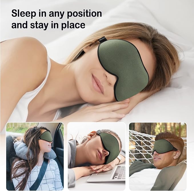LitBear Sleep Mask for Men Side Sleeper, Sleeping Mask for Women Light Blocking, 3D Contoured Cup Eye Mask Sleeping, Soft Lightweight Sleep Eye Mask with Adjustable Elastic Strap for Traveling-Velvo Beauty