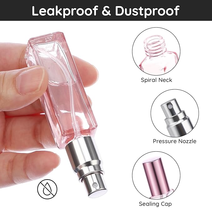 Segbeauty 5pcs 10ML Perfume Travel Refillable, Mini Cologne Perfume Bottles Empty, Portable Atomizer Sprayer for Perfume Travel Size Spray Bottle Pocket Glass Spray Bottles Toiletries Sample Dispenser-Velvo Beauty