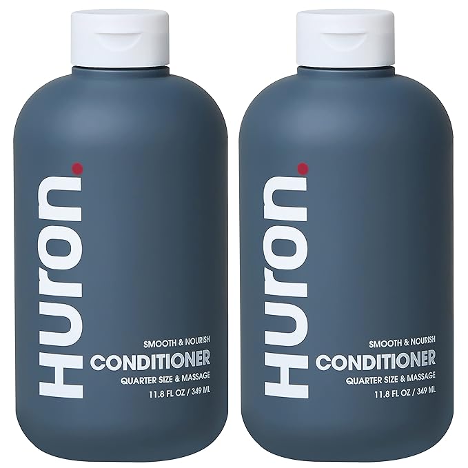 Huron Men’s Conditioner - Lightweight, Hydrating Conditioner - Eliminates Frizzy Hair, Moisturizes, & Restores Shine - Clean & Invigorating Scent - 100% Vegan Ingredients & Cruelty-Free - 11.8 Fl Oz (2 Pack)-Velvo Beauty