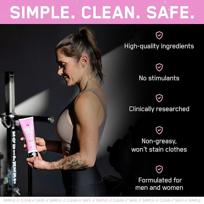 SteelFit Maximum Toning Cellulite Cream, Buns of Steel - Skin Firming & Tightening Body Lotion with Caffeine for Stretch Marks - Anti-Cellulite Remover Treatment for Booty, Thighs, Legs & Glutes-Velvo Beauty