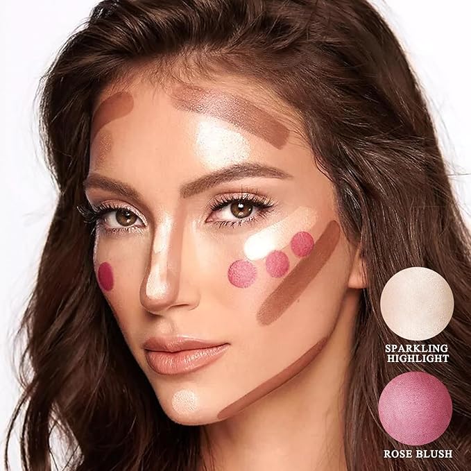 Youngfocus Cosmetics Cream Contour Best 8 Colors Contouring Foundation - Highlighting Makeup Kit/Concealer Palette - Vegan, Cruelty Free and Hypoallergenic - Instruction Manual(Face Blushes)-Velvo Beauty
