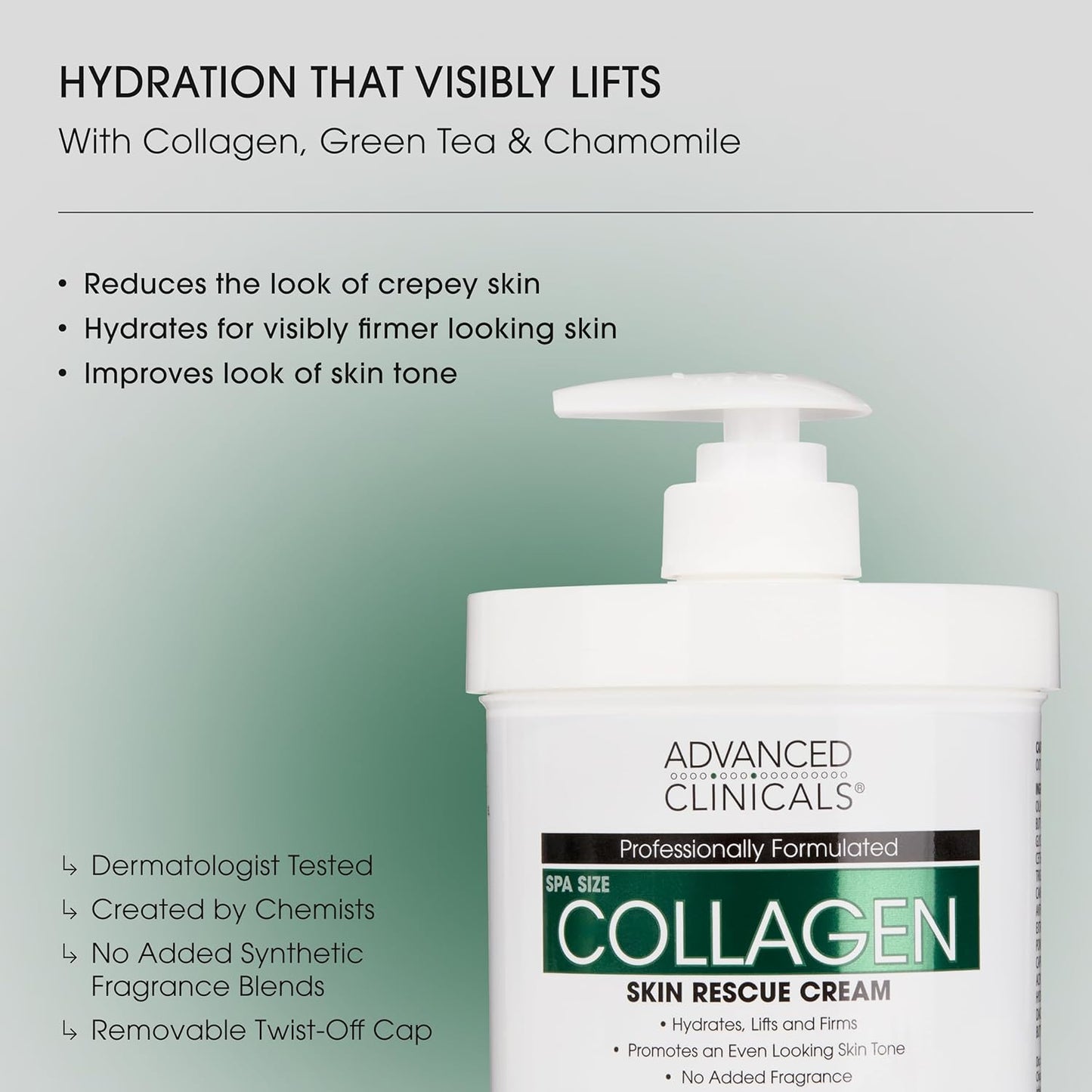 Advanced Clinicals Collagen Cream Body Lotion & Face Moisturizer W/Vitamin E | Skincare Collagen Lotion For Women, Men, Hand, & Neck Improves Look Of Crepe Skin & Uneven Dry Skin, 16Oz + Travel Size-Velvo Beauty