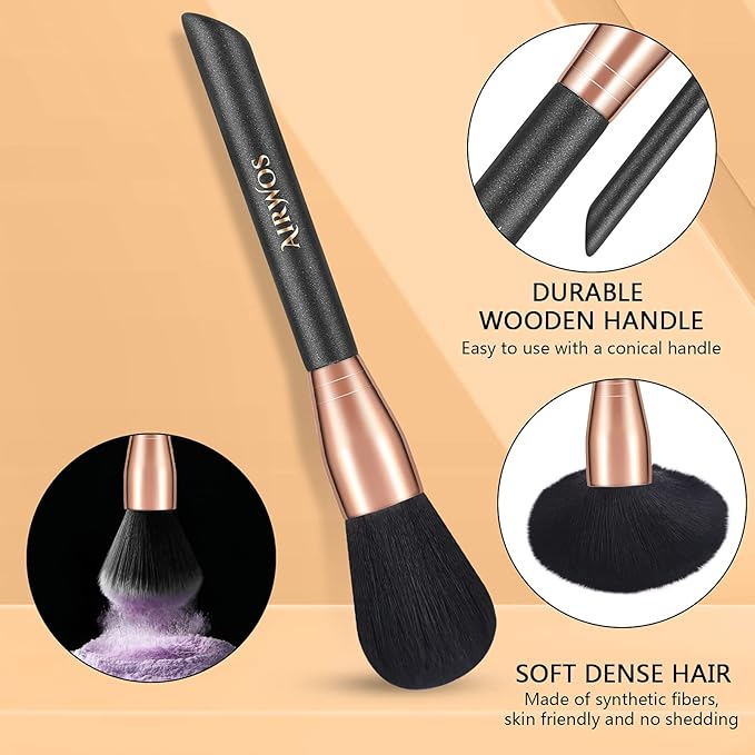 AIRWOS® Makeup Brushes Set Professional 14Pcs Makeup Brushes Pearl Flash Handles Premium Synthetic Foundation Face Powder Brush Blending Eyeshadow Concealers Makeup Brushes MakeUp Brushes with Case-Velvo Beauty