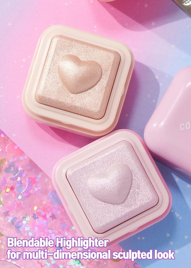 COLORGRAM Milk Bling Heartlighter 02 Pink Heart | Silky Smooth Versatile Creamy Highlighter with Shimmery Finish, Soft and Natural Glow Perfect for Daily Makeup-Velvo Beauty