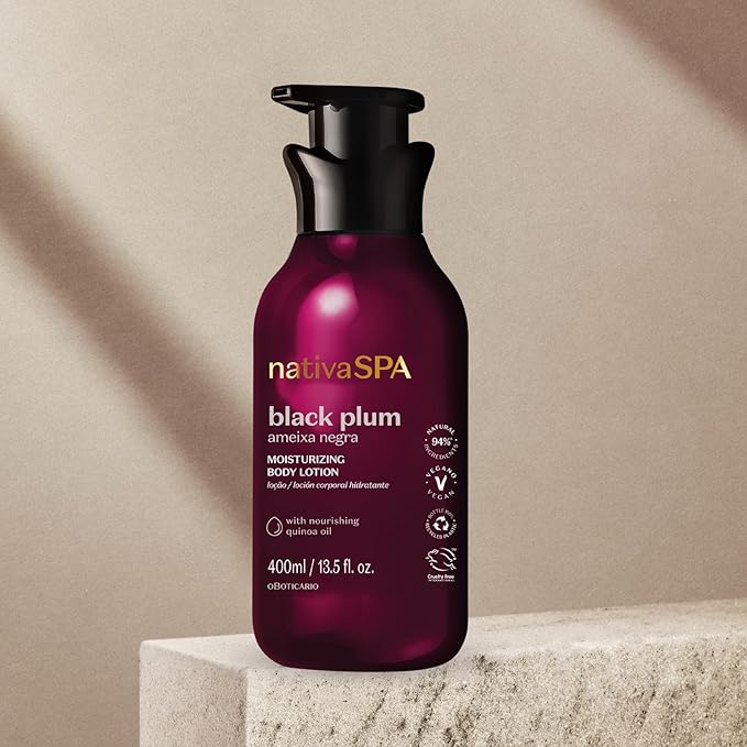 Nativa SPA by O Boticário, Black Plum Moisturizing Body Lotion, Long-Lasting Hydration and Lightweight, Fragranced Moisturizer, 13.5 Ounce-Velvo Beauty
