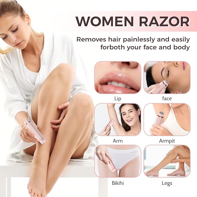 Bikini Trimmer for Women, 2 in 1 Electric Razors for Women, IPX7 Waterproof, USB Rechargeable Wet and Dry Shaver, Suitable for Hair Removal All Over The Body-Velvo Beauty