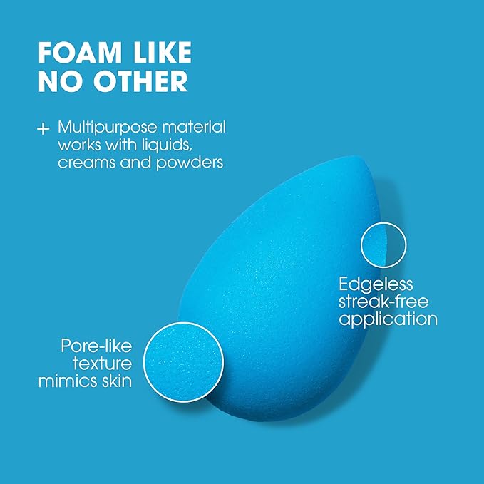 Beautyblender® | Topaz Sky Beauty Blender Makeup Sponge, Super-Soft Foam Easily Blends Foundations, Powders & Creams, Made in USA, Reusable, Washable, Streak Free Application, Vegan, Cruelty Free-Velvo Beauty