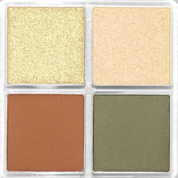 Palladio Eyeshadow Quads, Velvety Pigmented Blendable Matte, Metallic & Shimmer Finishes, Creamy Formula, Four Way Quad Eye Shadow Palette, Talc-Free (Gold Digger)-Velvo Beauty