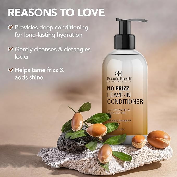 Botanic Hearth Leave In Conditioner For Curly, Frizzy, Dry, Damaged Hair | Detangling Conditioner With Shea Butter, Argan Oil & Allantoin | Smooth Flyaways & Add Shine | For All Hair Types | 8 Oz-Velvo Beauty