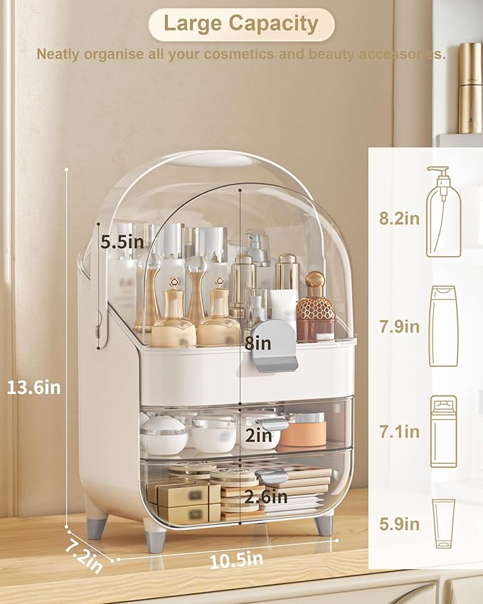 Makeup Organizer, Skincare Holder Bathroom Counter Organizer, Storage Box Cosmetic Display Cases, Teen Girl Gifts Trendy Stuff Make up Organizers for Vanity, Dresser, Countertop (Silver)-Velvo Beauty