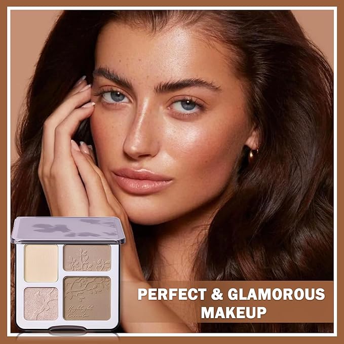 Contour Powder Highlighter Powder Contour Palette,2 In 1 Highlighter Contour Palette,Shimmer Powder Highlighter Matte Powder Contour Palette,Face Contorno Maquillaje-Warm Brown-Velvo Beauty
