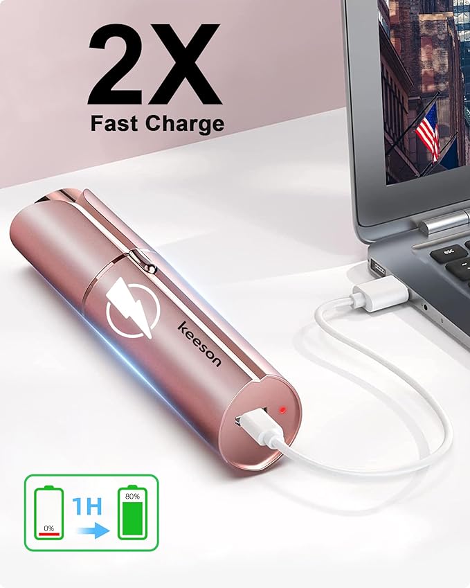 Facial Hair Removal for Women, Painless Womens Facial Hair Remover with 2 Replacement Heads, Lipstick-Sized, USB Rechargeable, Facial Hair Remover for Upper Lip,Chin,Peach Fuzz,Mustache (Pink)-Velvo Beauty