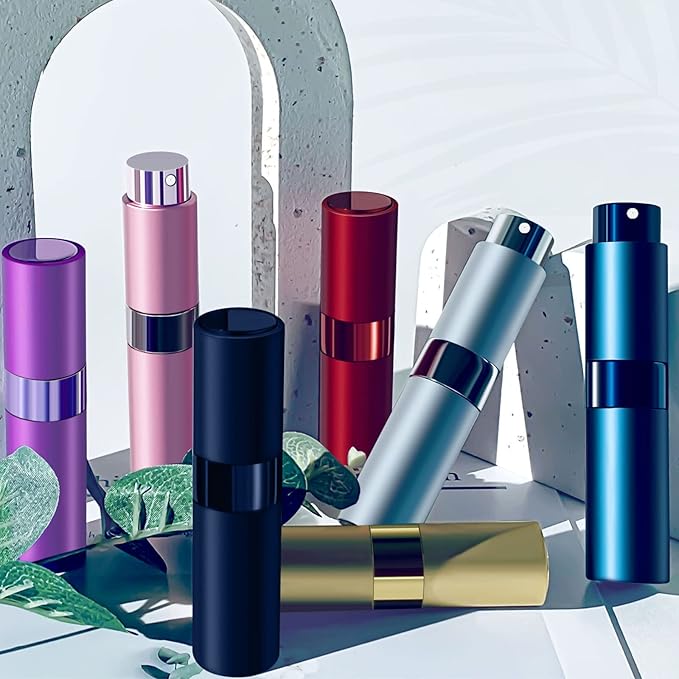 2 PCS/8ml Portable Mini Perfume Atomizer bottles, Empty Refillable Spray Bottle with 3 Types of Refill Tools, Pocket Travel Perfume Sample Bottles(Silver)-Velvo Beauty