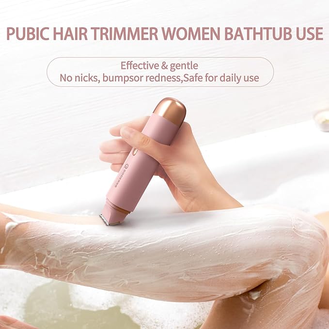 Bikini Trimmer for Women, Waterproof Electric Bikini Shaver Cordless Recharge Razors for Women for Leg Bikini Area Face Armpit & Body Trimming, Ideal Gifts for Ladies - Pink-Velvo Beauty
