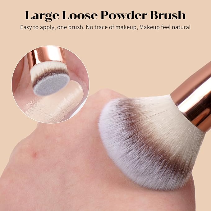 MAANGE 7pcs Makeup Brush Set Double Sided Kabuki Makeup Brushes Contour Brush for Foundation Liquid Powder Concealer Cream Cosmetics Bronzer Blending Blush Buffing Makeup Tools (Coffee)-Velvo Beauty