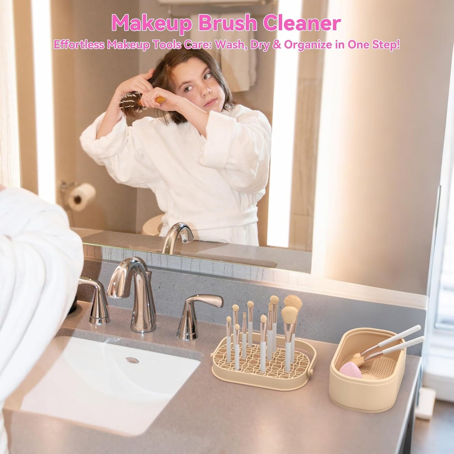 Makeup Brush Cleaner Mat 3 in 1 Makeup Brush Holder Silicone Makeup Brush Drying Rack Make Up Brush Cleaning Bowl Make Up Brush Cleaner Pad Cosmetic Storage Box Cleaning Tool for Sponge Powder Puff-Velvo Beauty