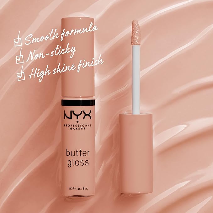 NYX PROFESSIONAL MAKEUP Butter Gloss, Non-Sticky Lip Gloss - Madeleine (Mid-Tone Nude)-Velvo Beauty