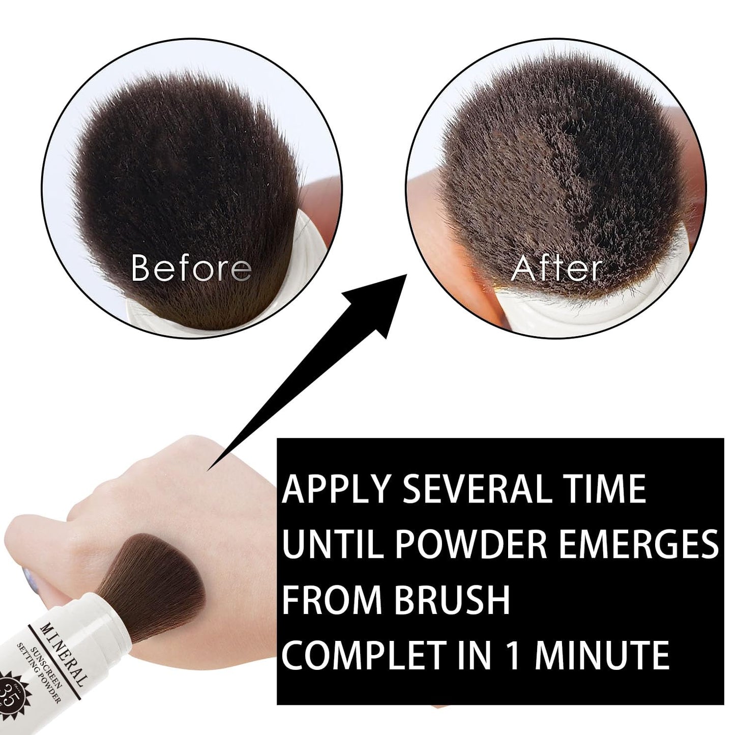 Sunscreen Setting Powder SPF 35, Mineral Brush Powder for Face & Scalp, Oil Control Natural Matte Finish Loose Powder Translucent Lasting Lightweight Breathable for All Skin (03# White)-Velvo Beauty