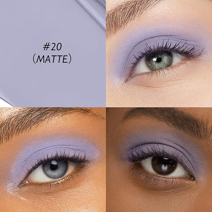 Cream Eyeshadow Stick, Matte Eye Shadow Stick Waterproof Neutral Nude Eyeliner Pencil Crayon Long-Lasting Eye Highlighter Makeup for Older Women Easy to Use High Pigmented, 20 Periwinkle-Velvo Beauty