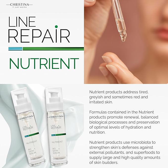 Christina Line Repair Bio Satin Vitamin C Serum for Face | Deeply Nourished Radiant Skin | Vitamin-Rich Protection | Retinol Revitalization Face Serum | For Sensitive, Normal, and Dry Skin 30ml-Velvo Beauty