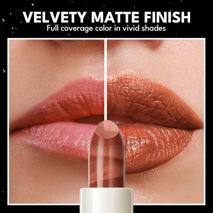 2PCS Marbled Matte Lip Stick Makeup - Velvety Finish | Naked-lip Feel, Full Coverage, D002+D004-Velvo Beauty