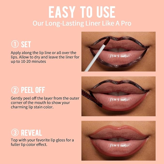 iMethod Lip Stain - Lip Liner Stain, Peel Off Lip Stain with Tweezer, Natural Long Lasting Lip Stain Peel Off, Waterproof, Easy to Use, Stay On All Day, Nude Pink-Velvo Beauty