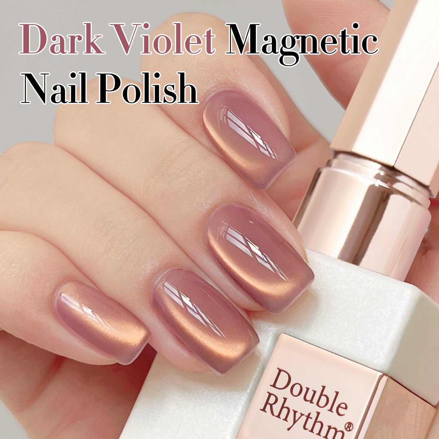 Double Rhythm 15ML Ice Glass Cat Eye Gel Polish with Magnet Holographic Glitter Shimmer Translucent Sheer Color Salon Soak Off Magnetic Nail at Home (Golden Violet-MC1129)-Velvo Beauty