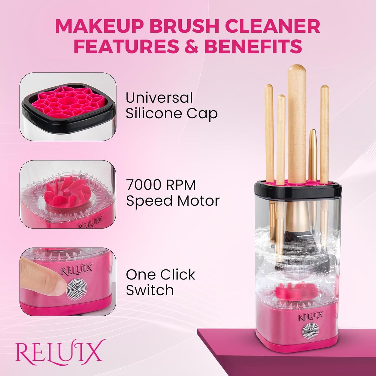 Makeup Brush Cleaner Machine – Electric Makeup Brush Cleaner Cleanser and Dryer, Automatic Spinning Brush Washer for Deep Cleaning, Cosmetic Brush Cleaner for Beauty Blender & Makeup Sponge-Velvo Beauty