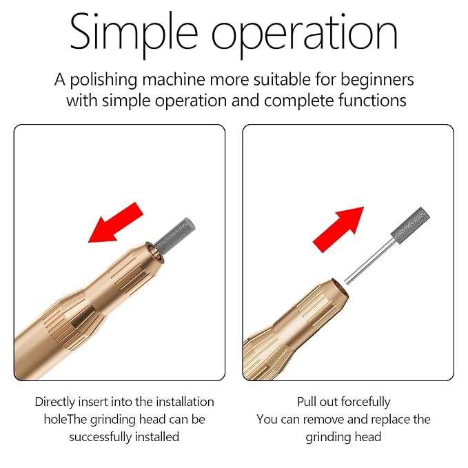 Electric Nail Drill Professional Machine Efile Manicure Pedicure Tools Portable File for Acrylic Gel Dip Powder Nails Salon Use Manicure Pedicure Nail Supplies (Gold)-Velvo Beauty