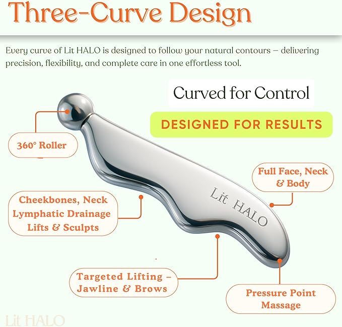 4-in-1 Gua Sha Massager: Stainless Steel Cryo Gua Sha Facial Tools for Face, Neck, Body – Lymphatic Drainage Massager, Facial Roller, Reduce Puffiness, Improve Circulation Beauty Tools-Velvo Beauty