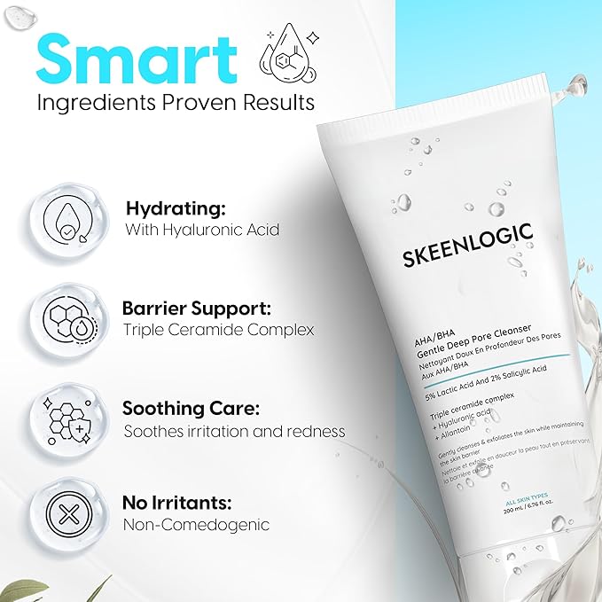 5% Lactic Acid + 2% Salicylic Acid Cleanser –Non-Stripping AHA/BHA Exfoliating Face & Body Wash With Ceramides. Minimizes Pores, Keratosis Pilaris, Acne, Ingrown Hairs & Psoriasis-200ml.-Velvo Beauty