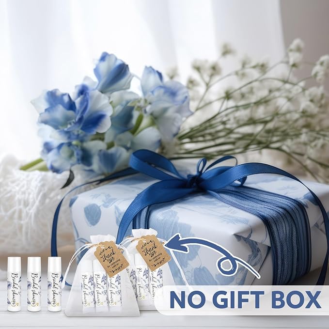 Demissle 50 Pcs Bridal Shower Lip Balm Gift Set with 100 Pcs Organza Bags Thank You Tags 20 Meters Rope wedding Party Favor for Guest Favors Gift Party Decoration Souvenirs(Vintage Flower)-Velvo Beauty