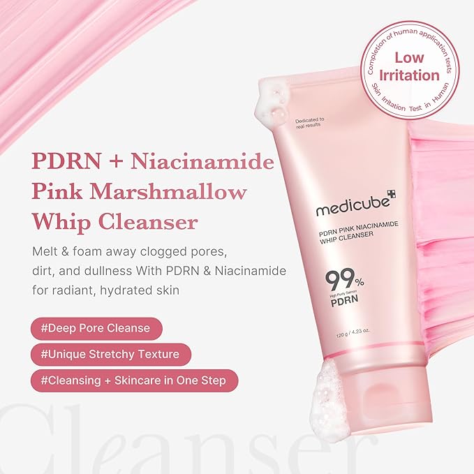 medicube PDRN Marshmallow Whip Cleanser | Face Wash, Cleansing Foam for Pore Care & Uneven Skin Tone | Gentle Daily Deep Cleansing | Hydrating and Nourishing Facial Cleanser | Korean Skincare-Velvo Beauty
