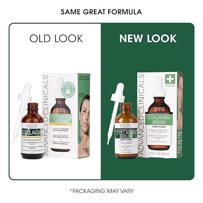 Advanced Clinicals Collagen Serum For Face | Visible Anti Aging Collagen Peptide Serum + Hyaluronic Acid Moisturizer Improves Look Of Wrinkles, Dry Skin, & Fine Lines, No added Fragrance, 2-Pack-Velvo Beauty