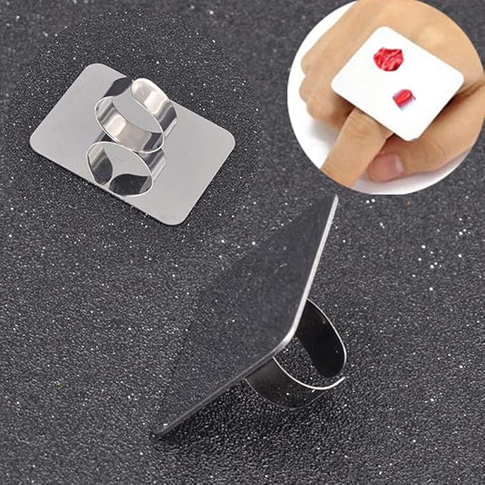 AKOAK 2 Pcs Stainless Steel Square Palette Mini Ring Makeup Palette Nail Blur Painting Tools DIY Nail Art can be Used for Eye Shadow Eyelash Pigment Mix-Velvo Beauty