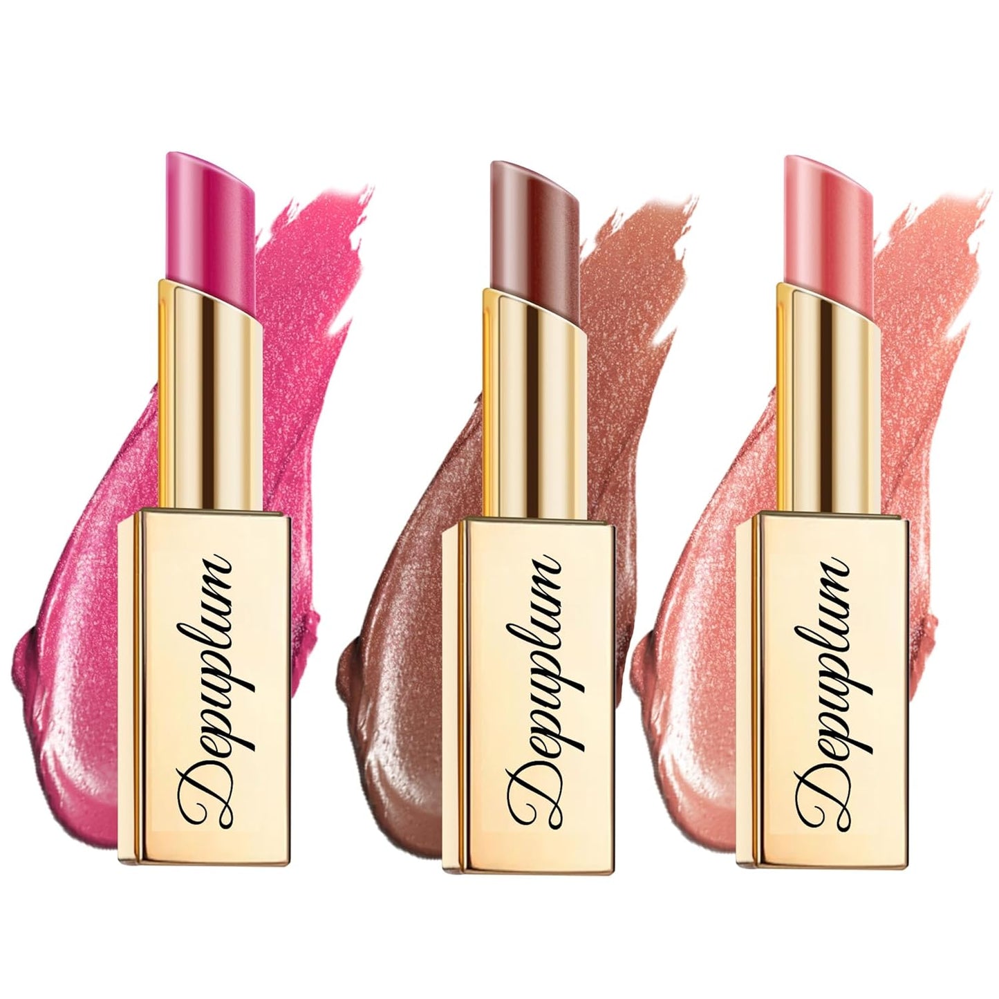 Hot Pink Brown Nude Lipstick Set for Women Shimmer Tinted Lip Balm Hydrating Moisturizing Lipstick Cruelty Free Lip Makeup, DM110/117/118-Velvo Beauty