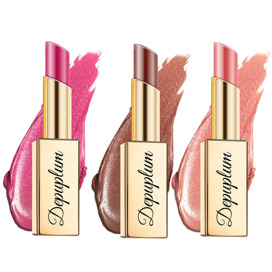 Hot Pink Brown Nude Lipstick Set for Women Shimmer Tinted Lip Balm Hydrating Moisturizing Lipstick Cruelty Free Lip Makeup, DM110/117/118-Velvo Beauty